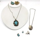 Southwest Sterling Turquoise Agate Bezel Set Necklaces Pendant Lot of 7 #S4562-2 — photo 1