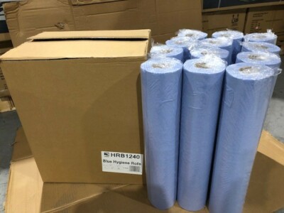 12 x Eco Doctors Dentist Clinic Couch Hygiene 20'' Paper Rolls Tissue 40m Blue