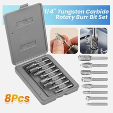 8Pcs Tungsten Carbide Burrs Rotary Burr Set Head 1/4'' Shank Die Grinder Bit US