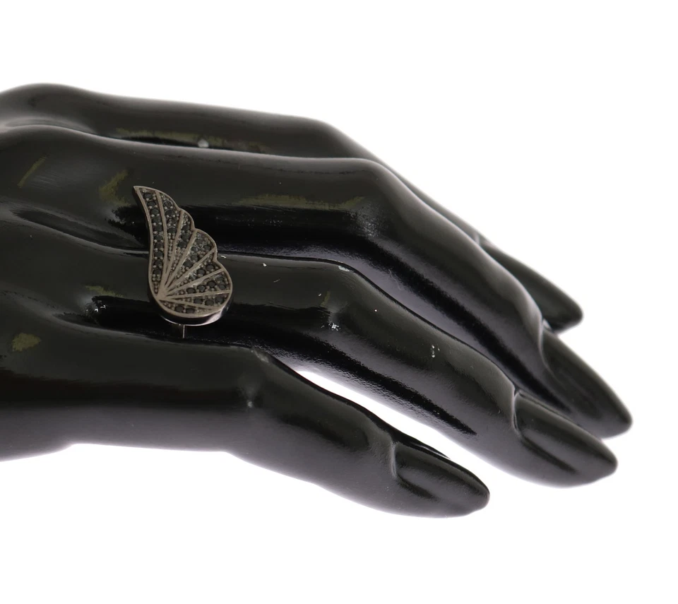 Anillo NIALAYA Auténtico Mujer Negro Circonita cúbica Rodio Plata 925 s. US7 / EU54 RRP $140 Foto 2 de 4