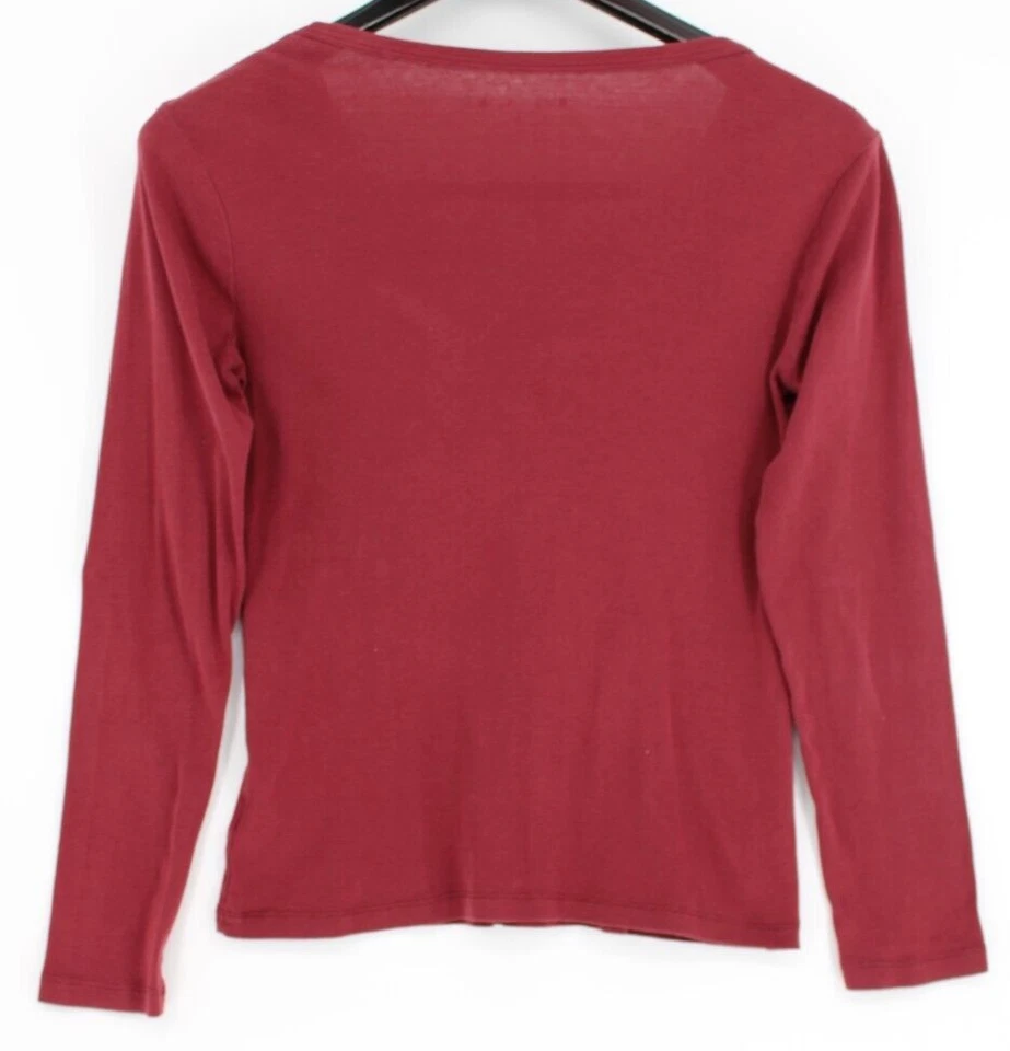 Blusa Top ARCHITECT Para Mujer Talla M Granate Cuello en V Manga Larga 100% Algodón Foto 2 de 3