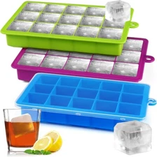 Large Ice Cube Trays with Lid Silicone Molds,15 Big Square Ice Cube Trays 1-3pcs