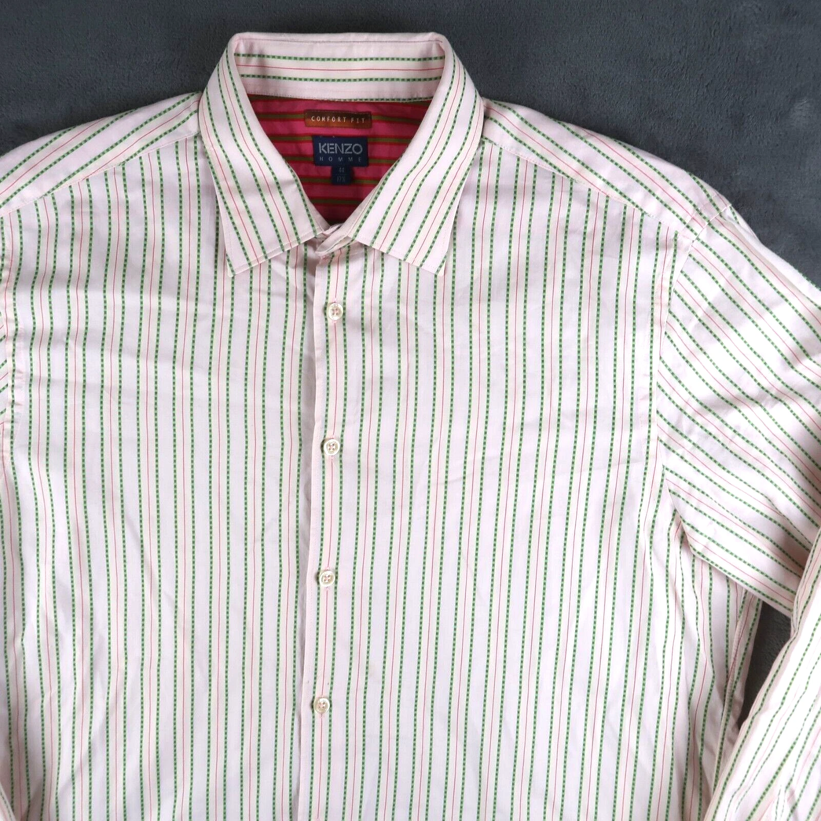 Camicia elegante rosa KENZO Homme comfort fit a righe manica lunga taglia 44 17 5