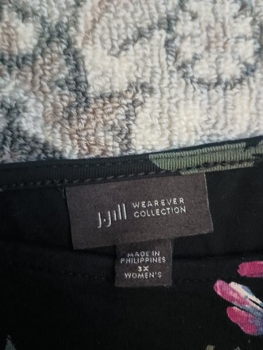 Top Jill Wearever 3X floreale scuro nero manica a balza elasticizzato Dark Cottage - Foto 6 di 10