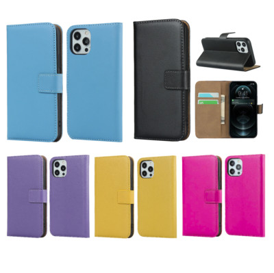 Leather wallet case for iPhone 15 14 13 12 Mini 11 XR SE 2020 2022 Yellow Blue