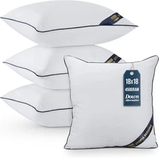 18x18 Throw Pillow Inserts – 4-Pack Decorative Cushion Stuffers, White