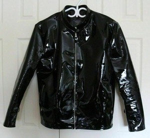 blue patent leather jacket