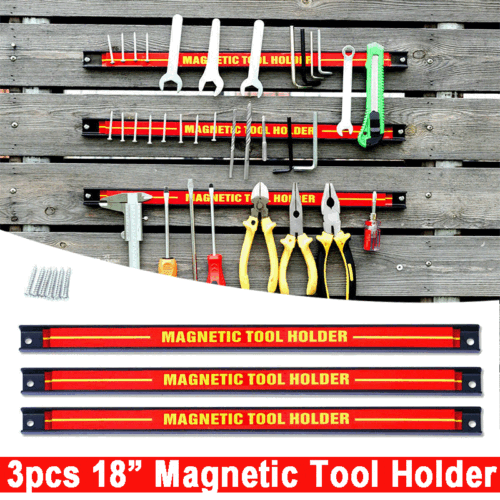 3x 18 Magnetic Tool Holder Wall, Magnetic Garage Wall Tool Holder