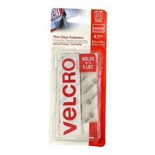 VELCRO Brand Clear Fastener Strips 3.5" x 0.75"   Hook  Loop Tape 4 Pack 