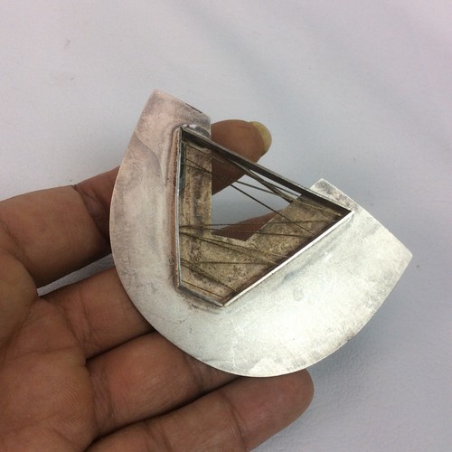 Stunning Vtg Artisan Studio Cole Modernist Sterling Silver 925 Pin Brooch