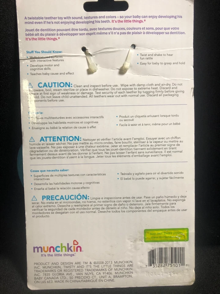 Munchkin Twisty Figure 8 Baby Teether Toy, BPA Free, 6+ Months-NEW - Image 4 of 4