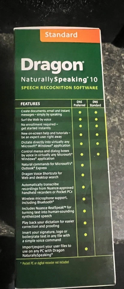 Dragon Naturally Speaking 10 Standard Speech Recognition Software (PC) SEALED - Image 4 of 4