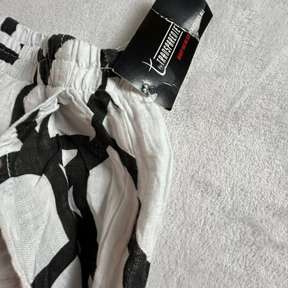 Pantalones informales T By Transparente de lino para mujer blancos/negros talla 2 nuevos $97 Foto 4 de 4