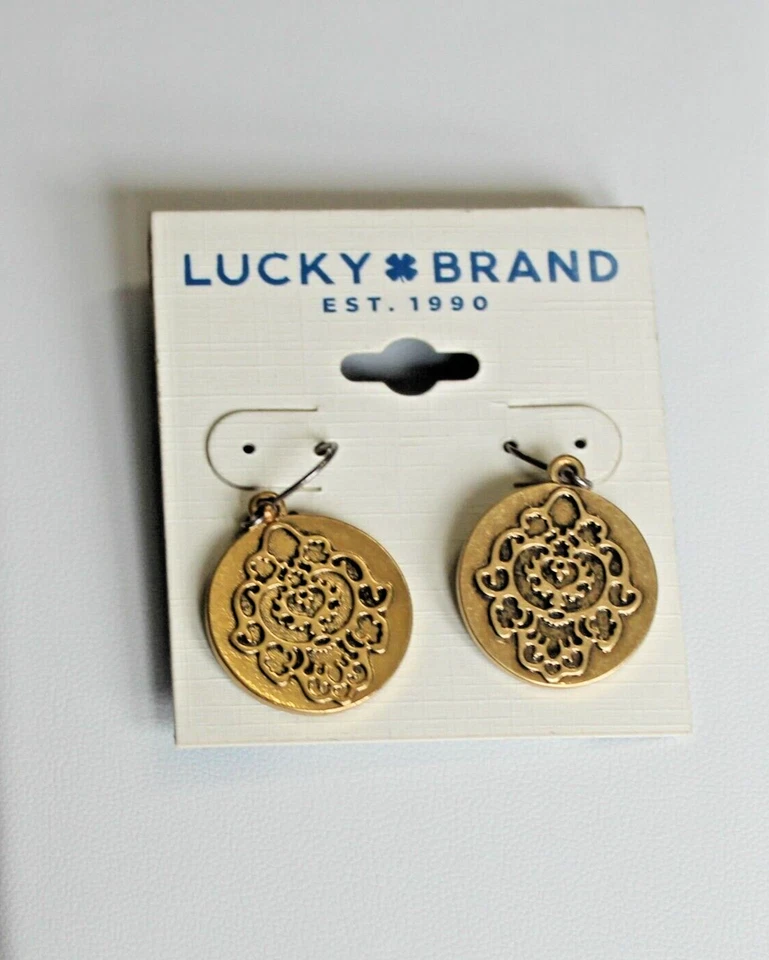 Pendientes disco pavé doble cara oro vintage marca Lucky vintage nuevos con etiquetas Foto 2 de 4