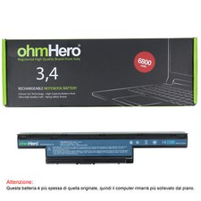 Batteria OhmHero® NERA 6800 mAh REALI per Acer TravelMate 8573T