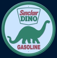 Sinclair Dino Gasoline. All On  A 11.75” Diameter Round Aluminum Sign