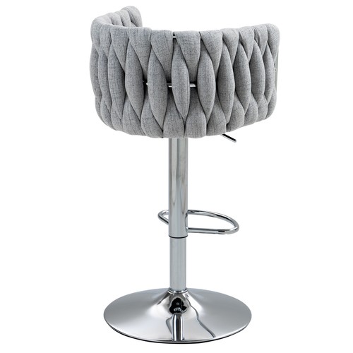 Set of 2 Velvet Swivel Bar Stools 24.4"-33" Height Counter Pub Bar Chairs Gray - Picture 4 of 11