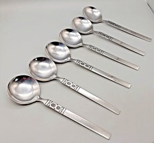 6 x Oneida Mid Century Stainless Steel Soup Spoons- Northland Artistic