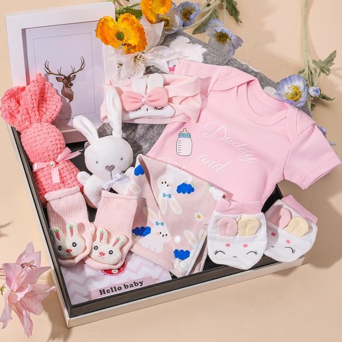 Baby Girl Gifts, Baby Shower Gifts for Girls, New Born Gift Basket Baby Gift - Picture 2 of 7