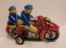 China MF-162 POLICE OFFICER MOTORCYCLE DUO Friction Tin Toy 1960'S RARE