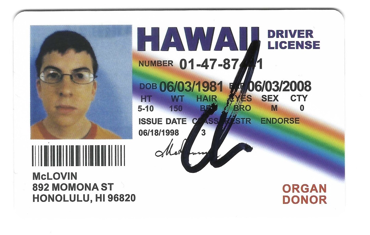 CHRISTOPHER MINTZ PLASSE SIGNED MCLOVIN ID MOVIE PROP SUPERBAD