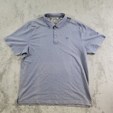 Travis Mathew Polo Shirt Mens Size XL Blue Striped Short Sleeve Golf Performance