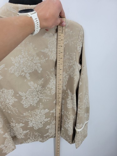 Susan Graver Blazer Womens Medium Brown Floral Jacquard Artsy Boho Career Jacket - Picture 8 of 9