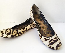 Sam Edelman Leopard Print Calf Hair Rounded Toe Ballet Flats Size 6