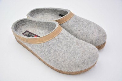 haflinger unisex gzl leather trim grizzly clog