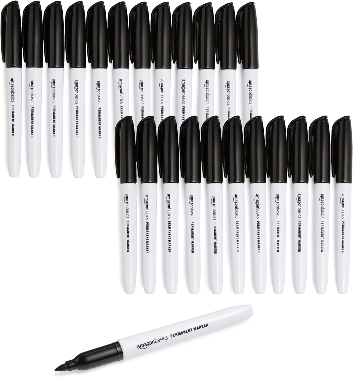 Amazon Basics Fine Point Tip Permanent Markers, Black, 24-Pack