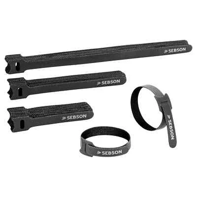 Kabelbinder 50er Set wiederverwendbar Klett lösbar schwarz 12mm breit SEBSON