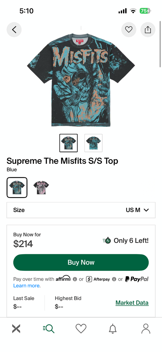 新品 Supreme Misfits S/S Top Blue サイズXL Supreme SS26 Misfits S/S Top Graphic Tee Blue Black Men's Size