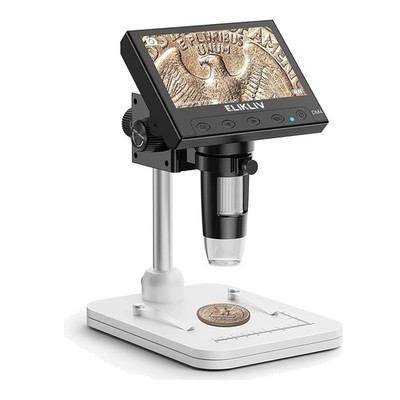 Portable 4.3'' Coin Microscope, 1000x Magnification with Rechargeable Battery