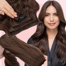 Clip in as Human Hair Extensions Curly Wavy THICK Full Head 4PCS Highlight 24"