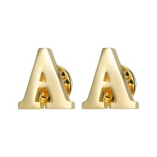 2Pcs Letter A Lapel Pins Initial Alphabet Lapel Collar Pin for Shirt Dress Gold