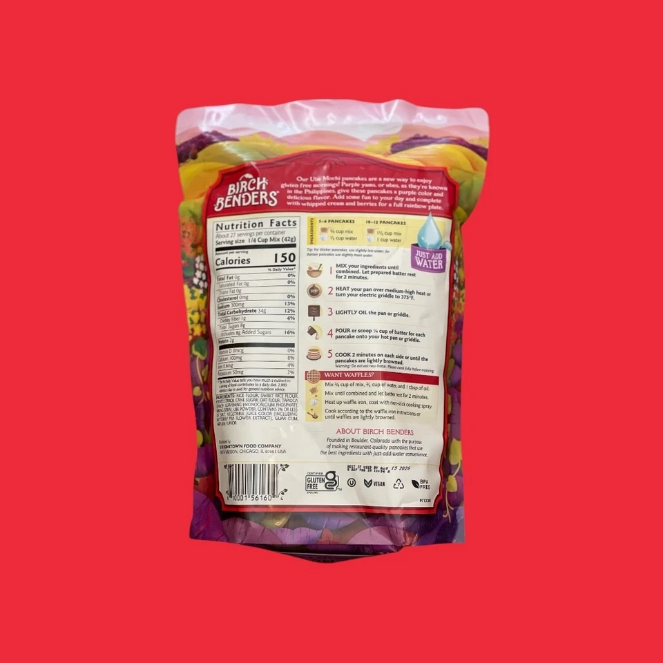 PACK de 2 dobladoras de abedul Ube Mochi mezcla de gofres para panqueques sin gluten 2,5 libras, total 5 libras Foto 4 de 4