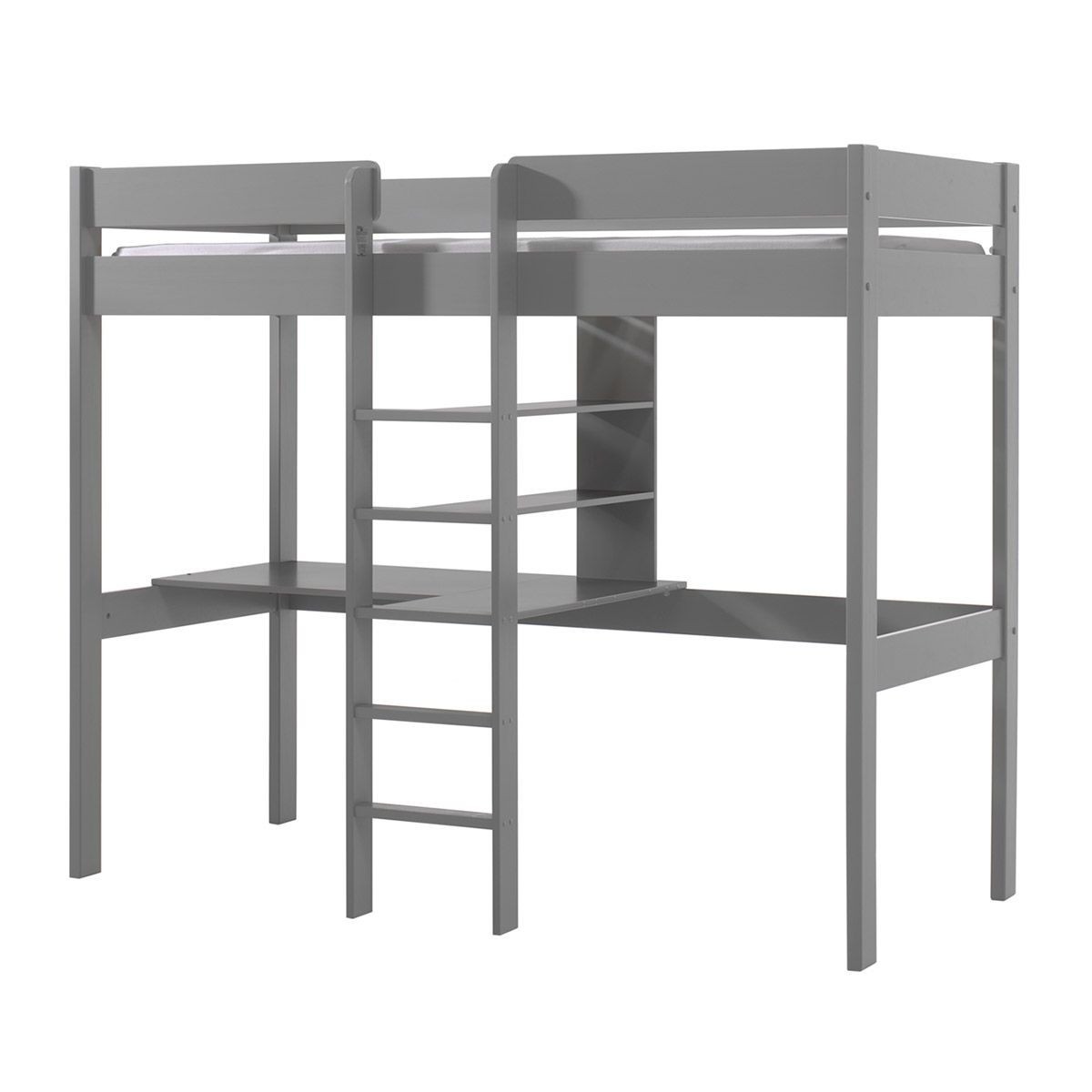 Lit mezzanine gris Pino 90x200 pour créer une chambre ado moderne