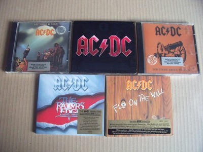 5 x AC/DC - Fly On The Wall, The Razors Edge, Let There Be Rock, For Those About