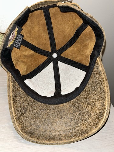 Harley Davidson Brown Leather Hat Cap Billings Heritage NICE RARE Adjustable - Picture 6 of 9