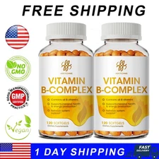 Vitamin B Complex 120 Capsules B1,B2,B3,B5,B6,B7,B9,B12, Immune Support Pills