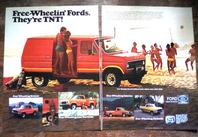 1977 Ford Bronco 4x4 Flareside Courier Styleside Truck& Van 2 page Print Ad