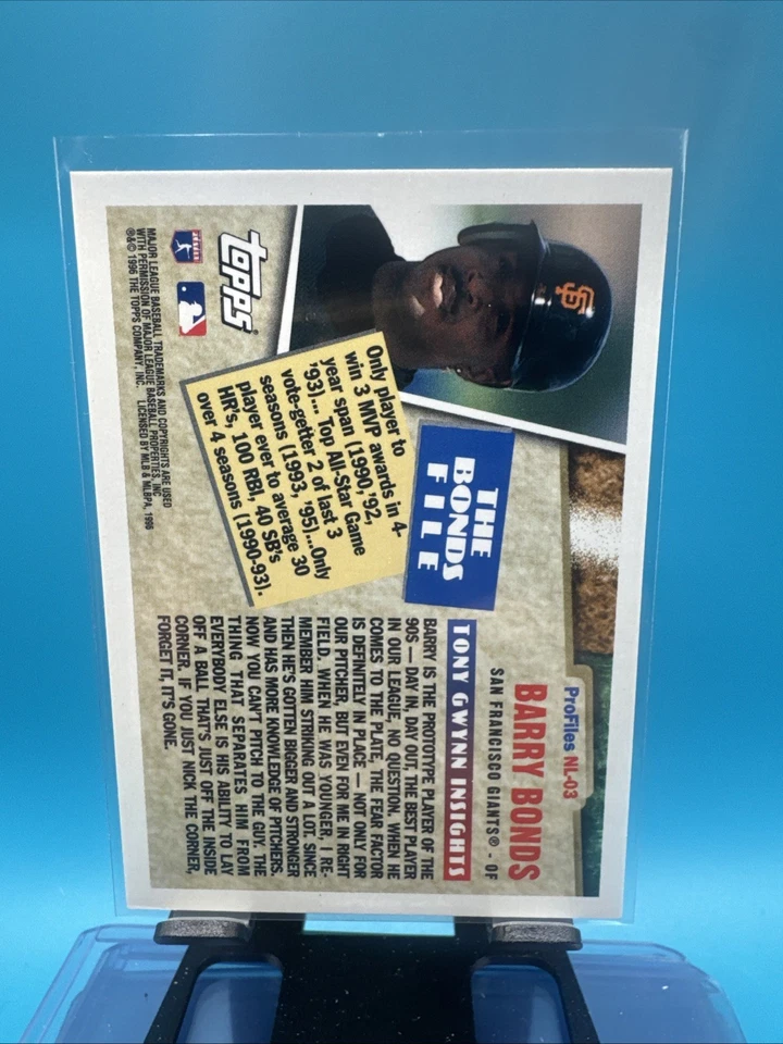 1996  Topps Barry Bonds NL-03 San Francisco Giants A48 - Image 2 of 2