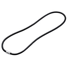 Genuine Black Leather Rope Necklace with Stainless Steel Magnetic Closure - 19"