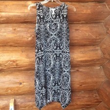 Soma Black & White Sleeveless Jersey Midi Dress Size Medium Resortwear
