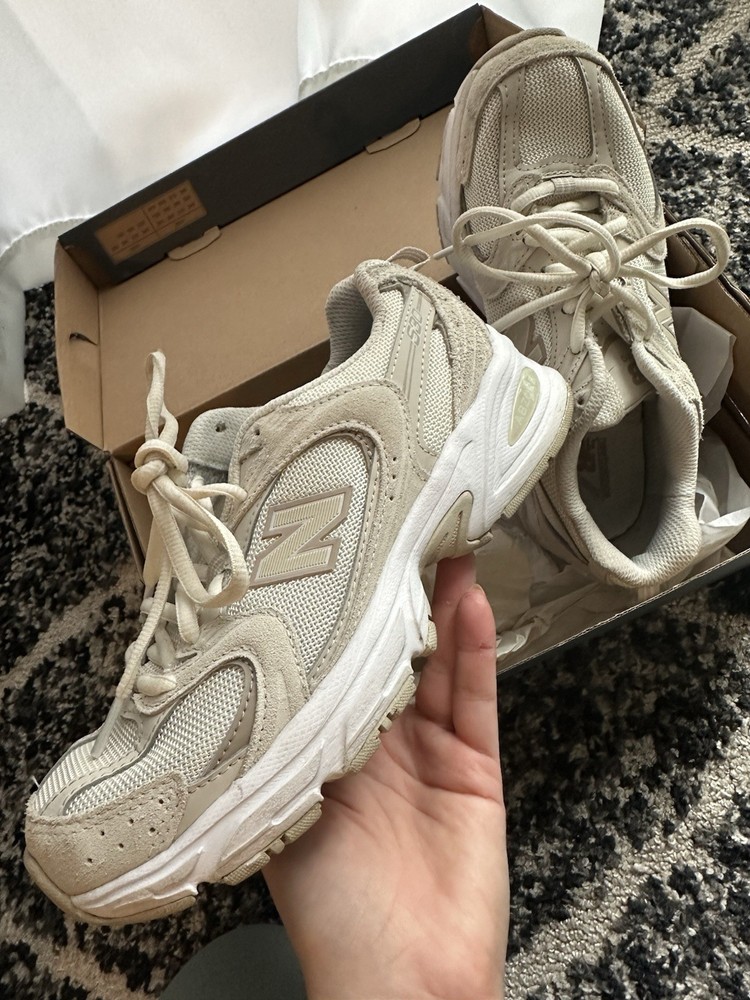 New Balance White Beige Classic Sneakers for Men and Women