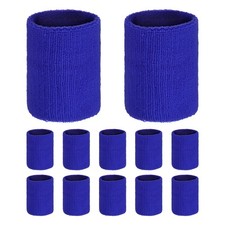 12PCS Sports Sweatbands, Cotton Wristbands Sweat Absorbent Sapphire Blue, 10cmW 