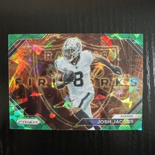 Josh Jacobs 2023 Panini Prizm Fireworks Green Ice #F-17 Las Vegas Raiders NM