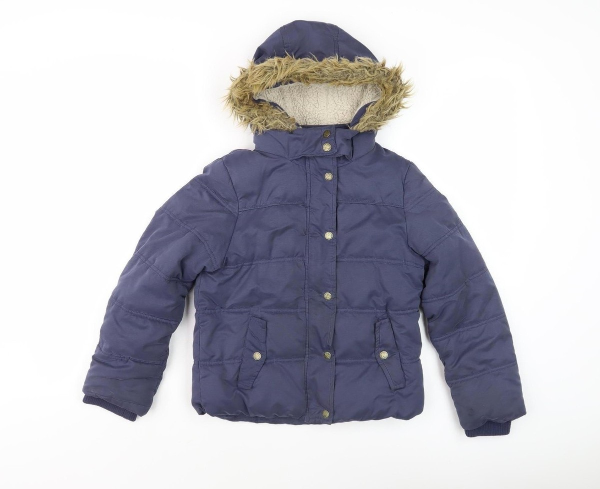 FatFace Boys Blue Puffer Jacket, Size 8, Winter Hooded Coat