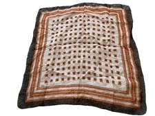 Vintage Scarf Sheer Nylon Patterned Orange White Black 18.5  