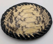 Vintage Python Snake Skin Belt Buckle Laced Leather Edge The Skin Shop